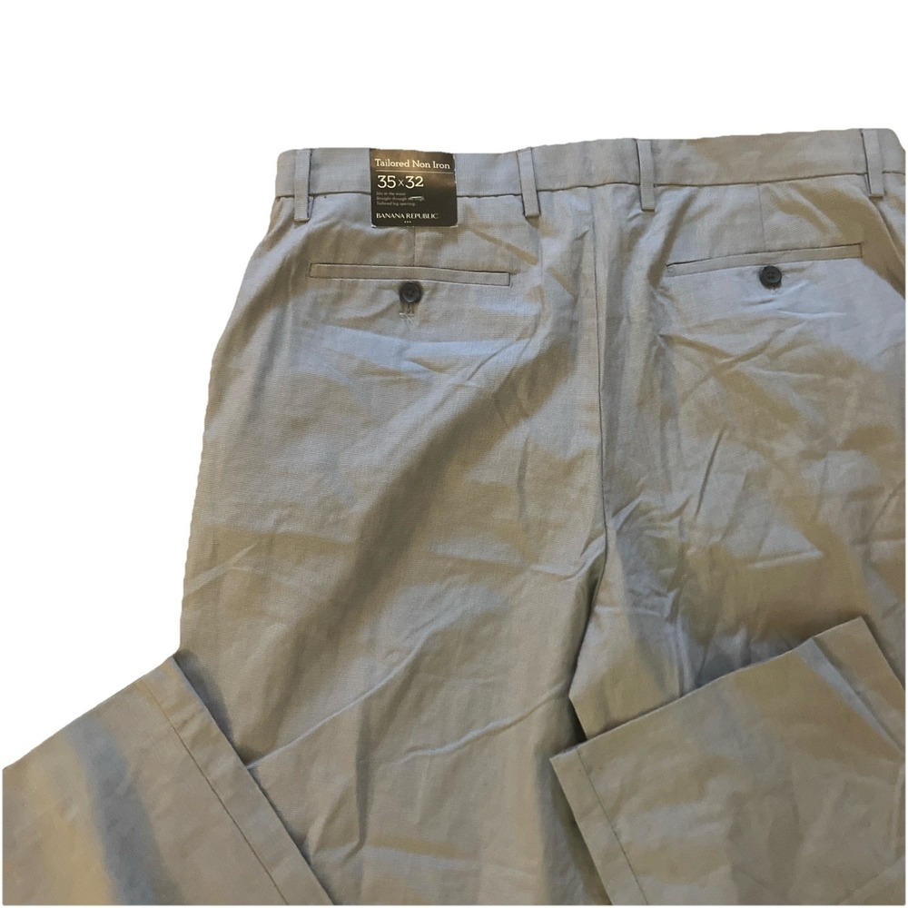 Banana Republic Mens Sz 35x32 Gray Non-Iron Tailored Straight Pants‎ Dress